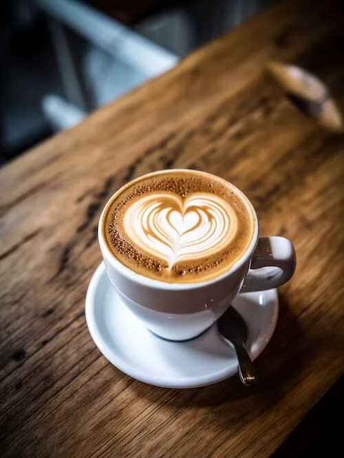 Van life diaries: An image of a cup of coffee with a heart shape in the foam