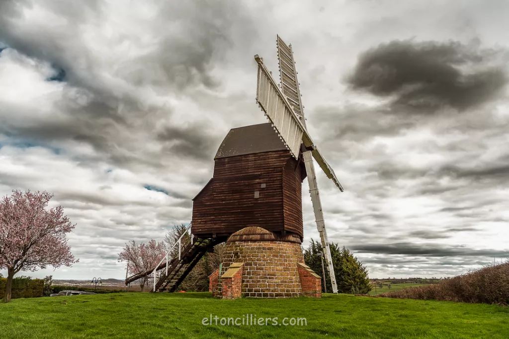 Side view of Cat And Fiddle windmill in Derbyshire